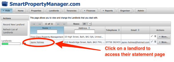 Viewing Landlord Statements