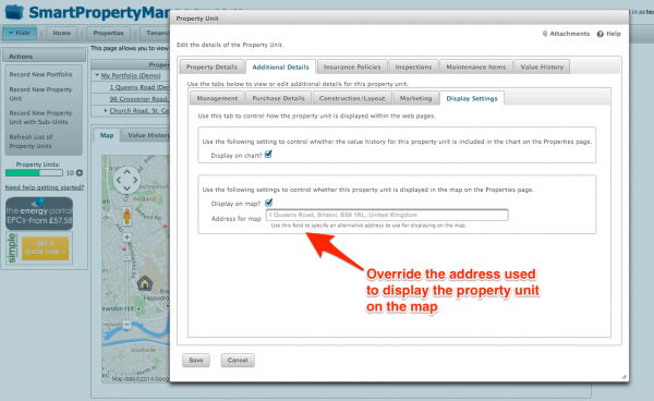 Properties Map Address Override