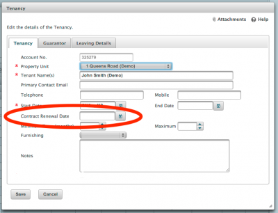 Tenancy Contract Renewal Dates